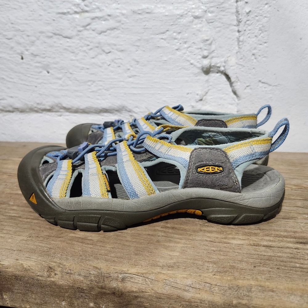 KEEN Newport H2 Waterproof Hiking Sandals Blue Yellow Striped Women 7.5 Gorpcore